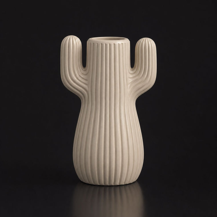 Desert Cactus Charm Vase Bone White