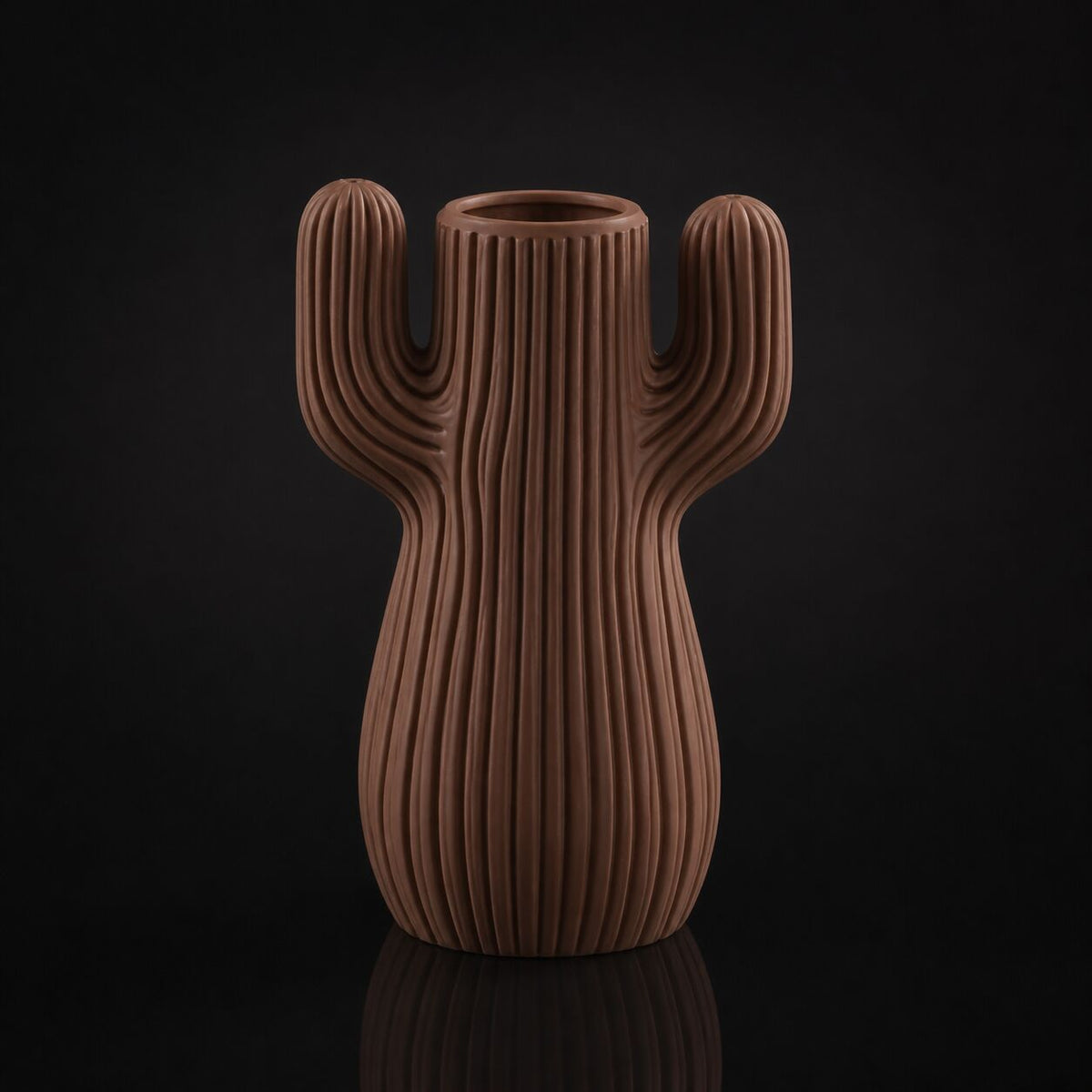 Desert Cactus Charm Vase Cocoa Brown