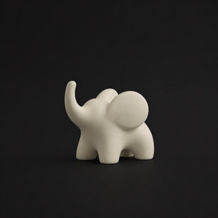 Elephant Harmony Sculpture in Bone White