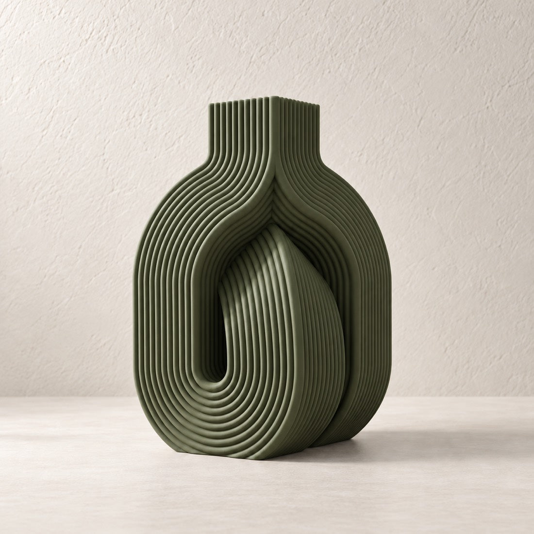 Entwine Vase in Dark Green (#656A4D), 7 inch