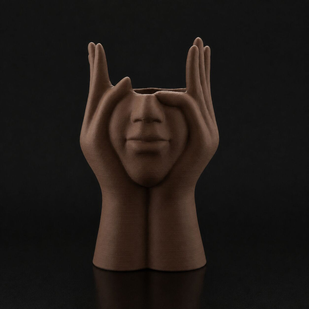 Face Pen Holder in Cocoa Brown