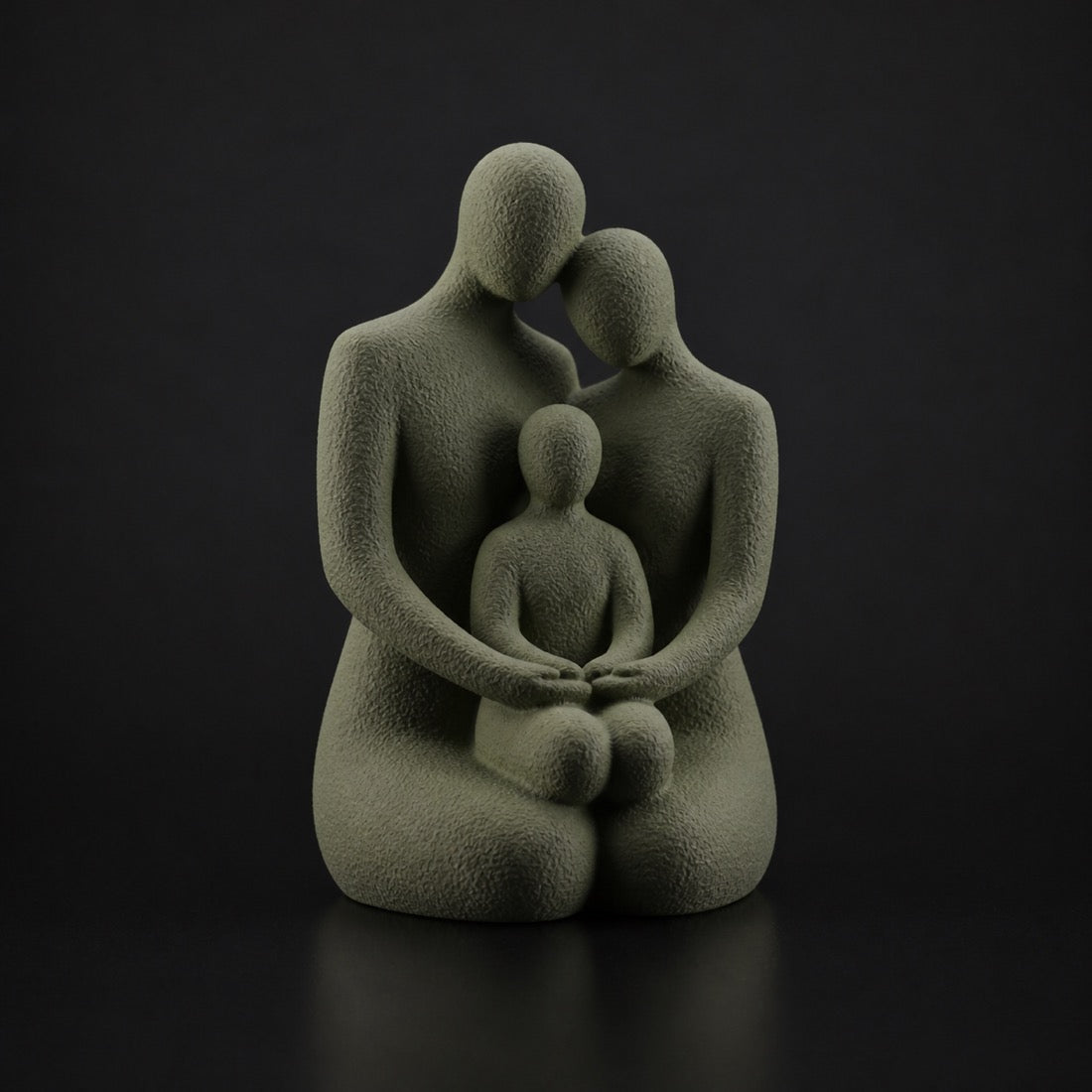 Family Hug Sculpture in Dark Green