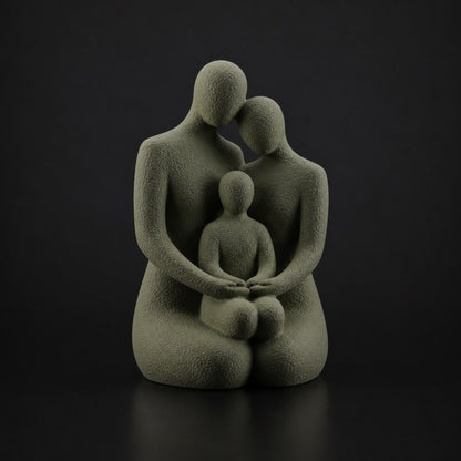 Family Hug Sculpture in Dark Green