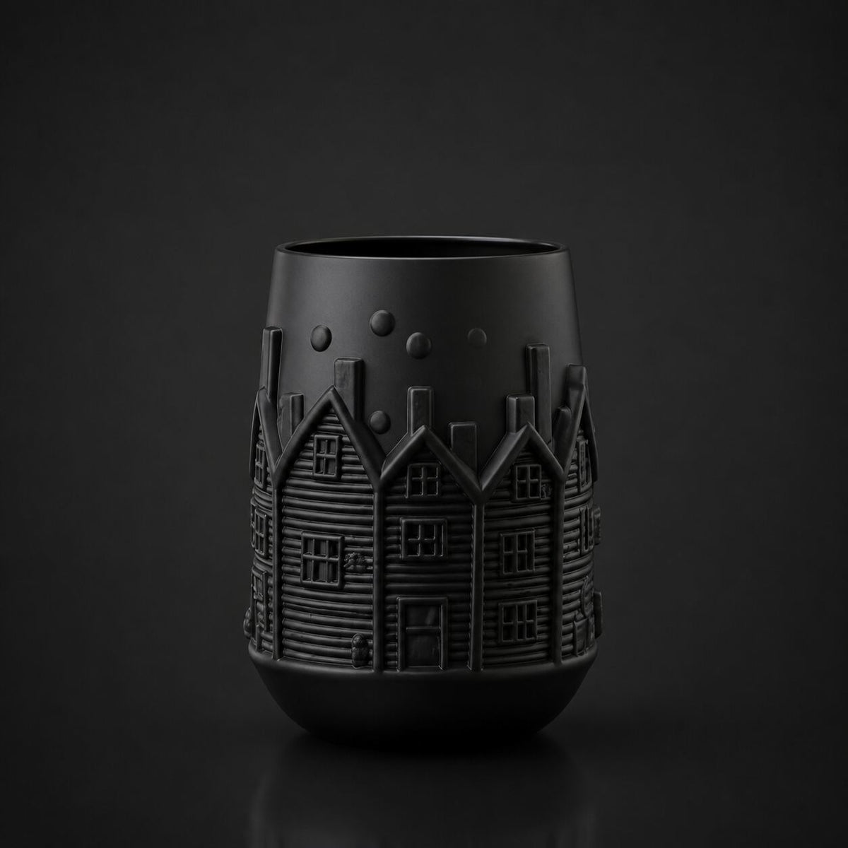 Festive Houses Vase Black
