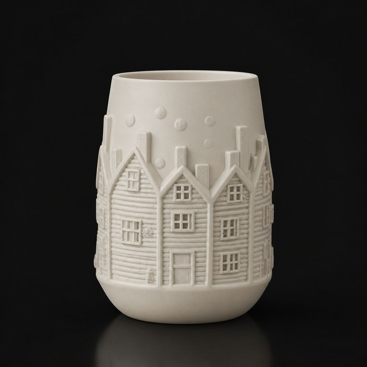 Festive Houses Vase Bone White