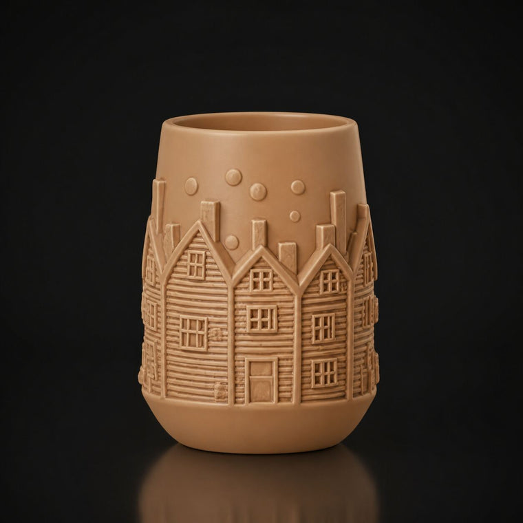 Festive Houses Vase  (Only vase) Caramel