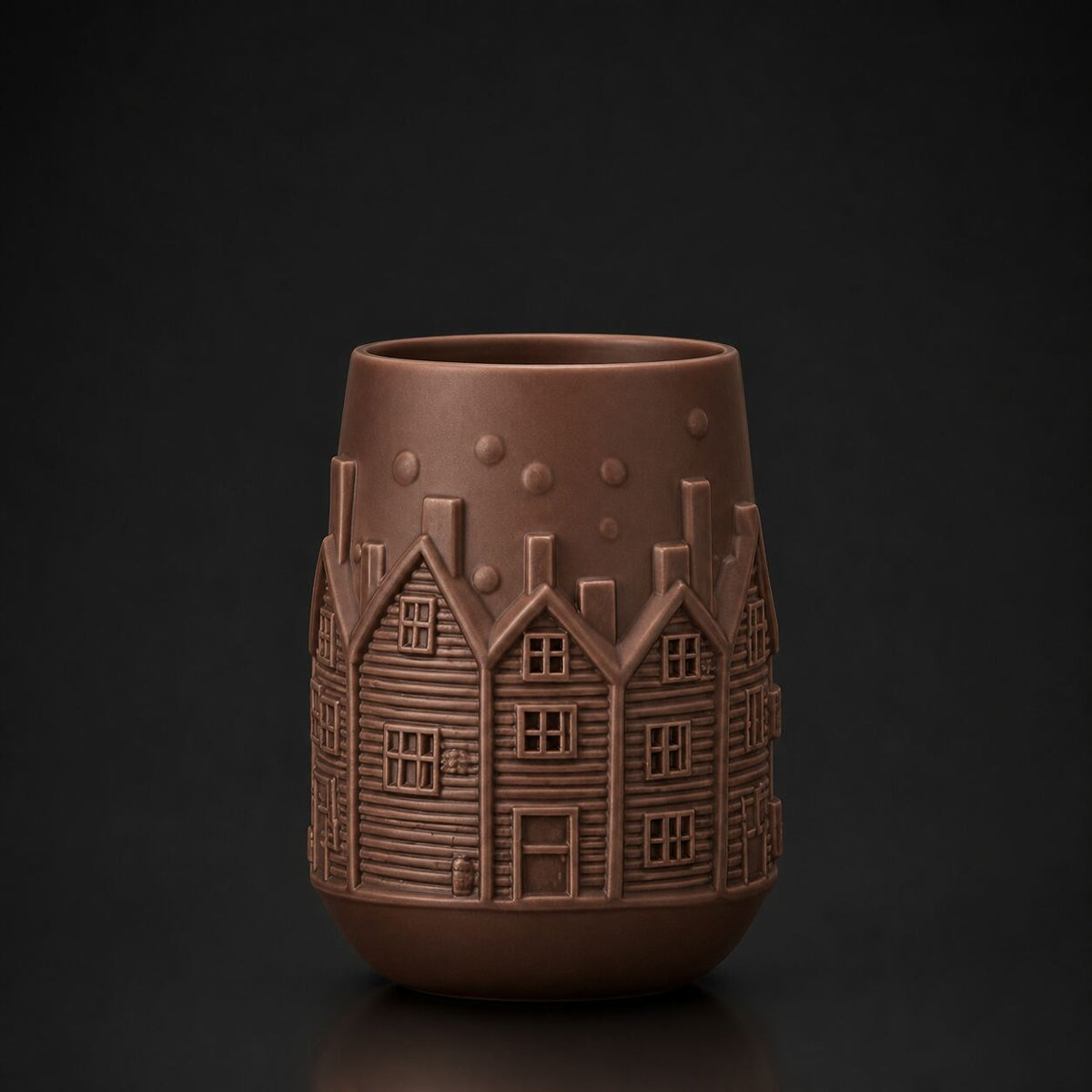 Festive Houses Vase Cocoa Brown