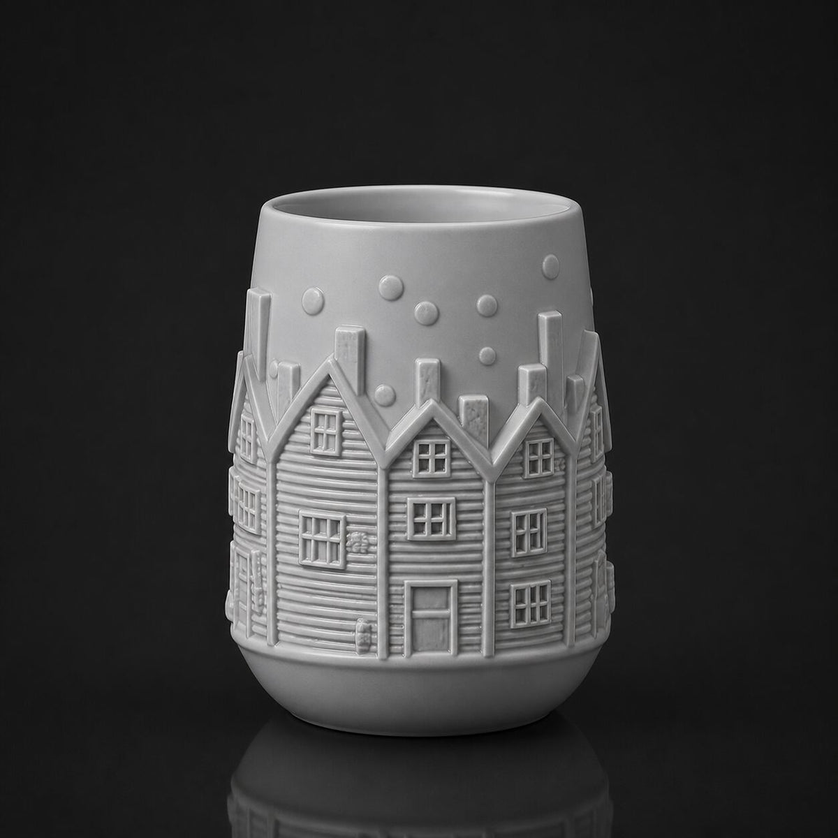 Festive Houses Vase Gray