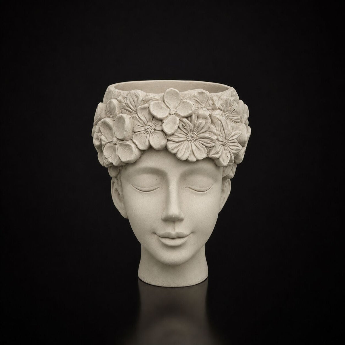Floral Head Planter Bone White