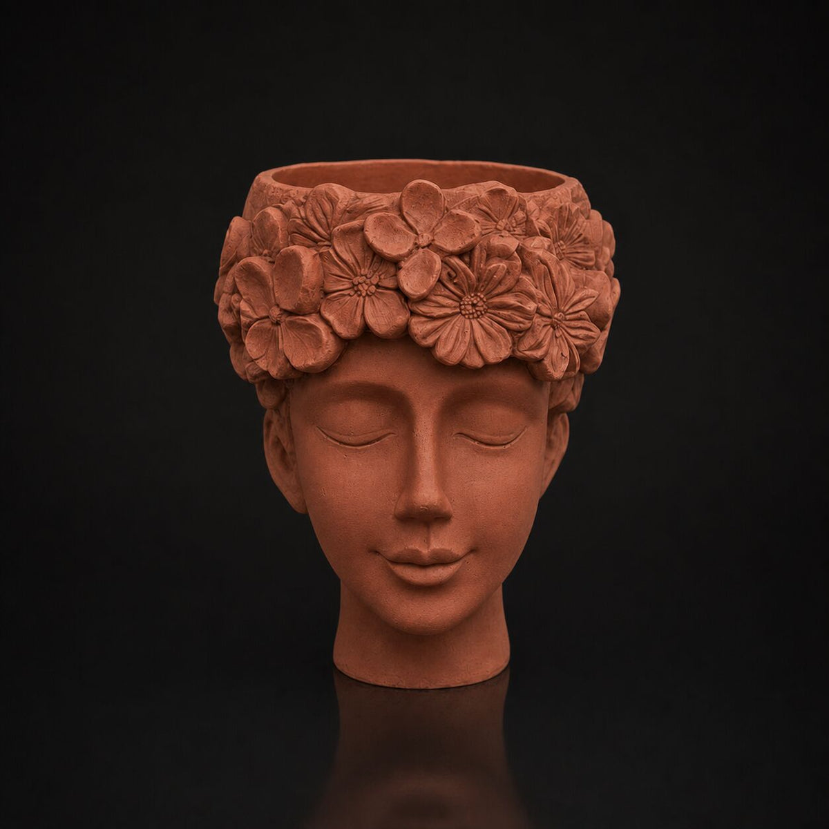 Floral Head Planter Brown