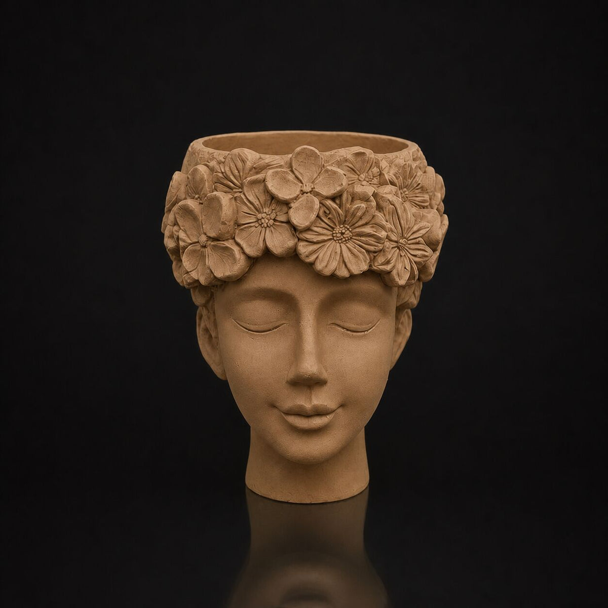 Floral Head Planter Caramel