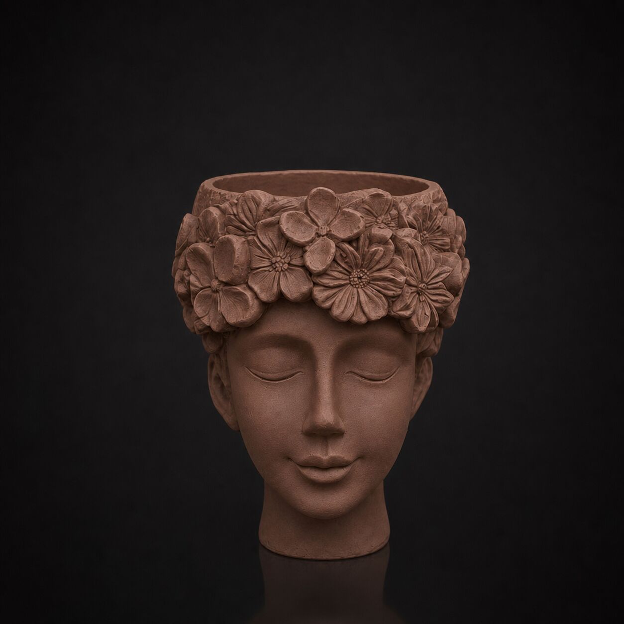 Floral Head Planter (Only pot) Cocoa Brown