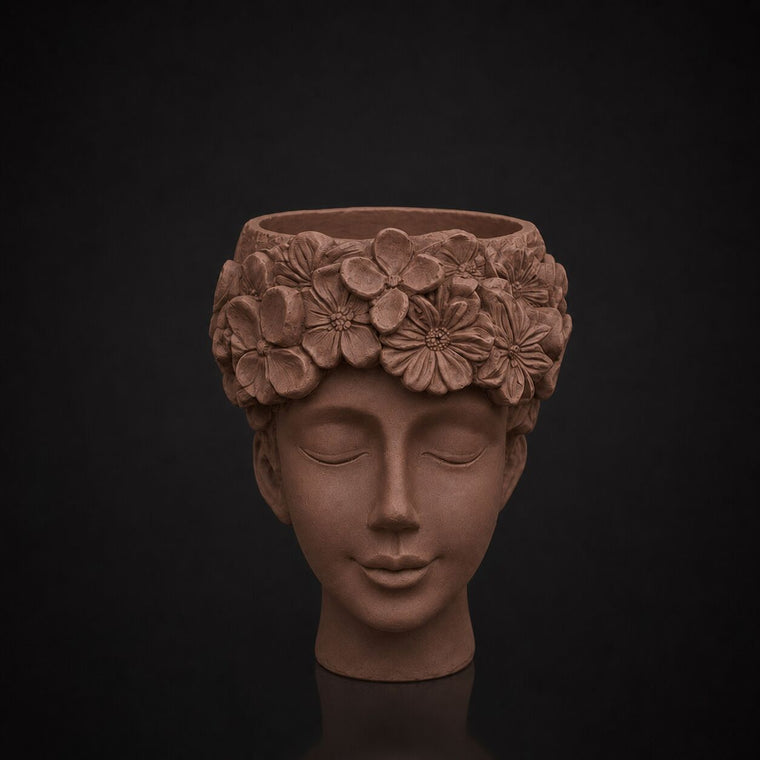 Floral Head Planter (Only pot) Cocoa Brown