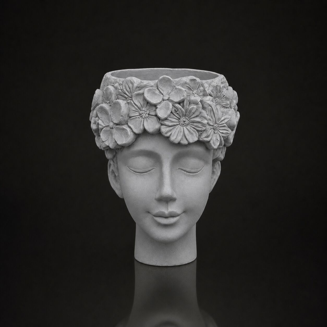 Floral Head Planter (Only pot) Gray