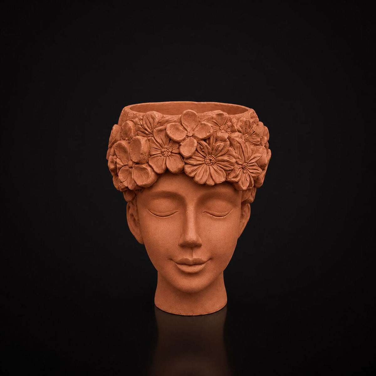Floral Head Planter Terracotta