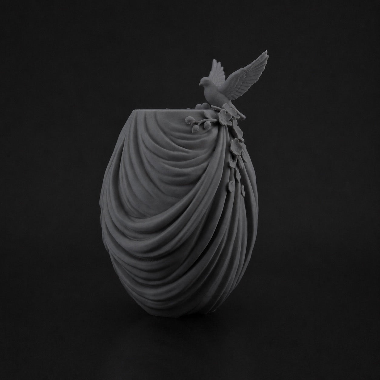 Floral Vase with Dove in Ashen Concrete finish