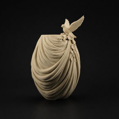 Floral Vase with Dove in Black finish