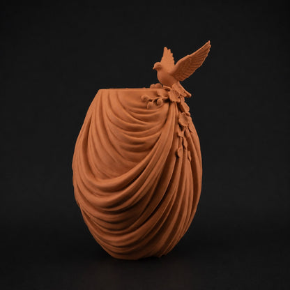Floral Vase with Dove in Terracotta finish