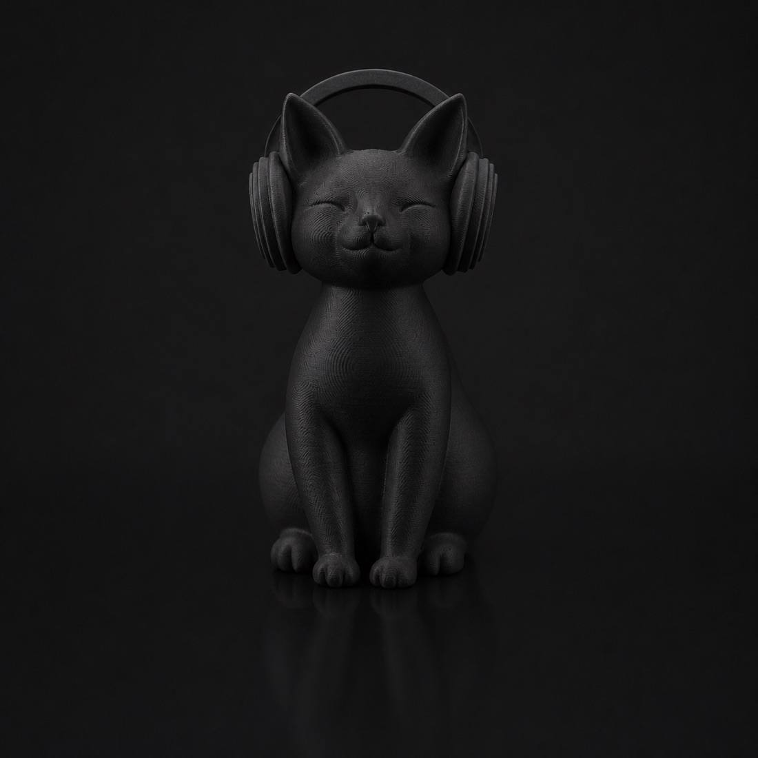 Groove Cat Sculpture - Cat Wearing Headphones