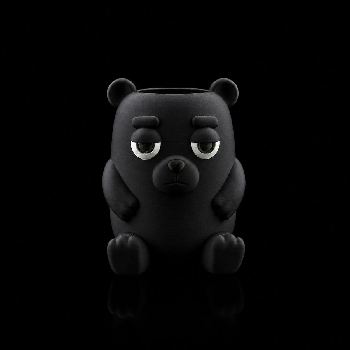 Grumpy Teddy Pen Holder in Black