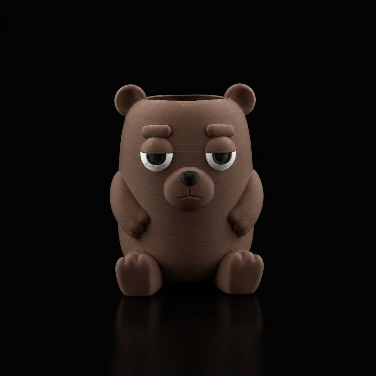 Grumpy Teddy Pen Holder in Cocoa Brown