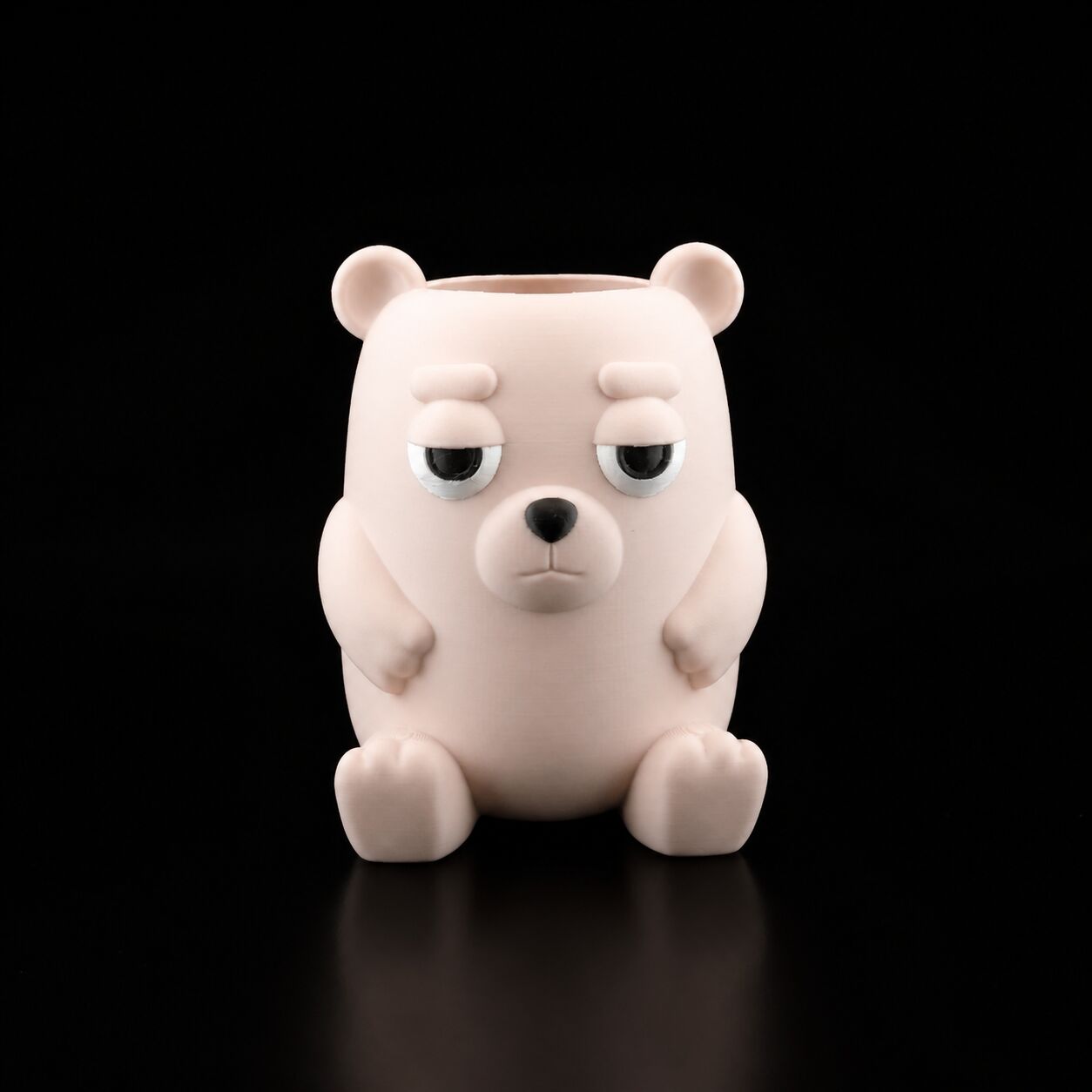 Grumpy Teddy Pen Holder in Matte Beige