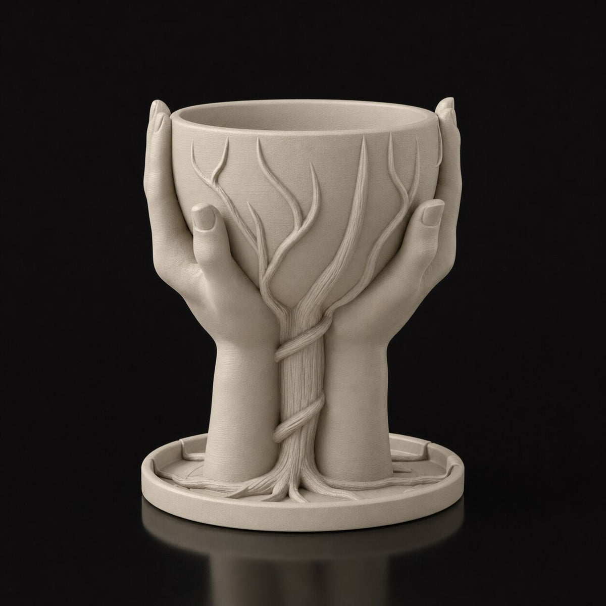Hands Flower Pot Bone White