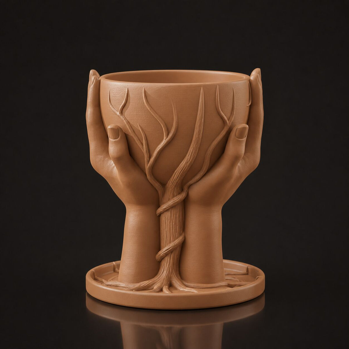 Hands Flower Pot Caramel