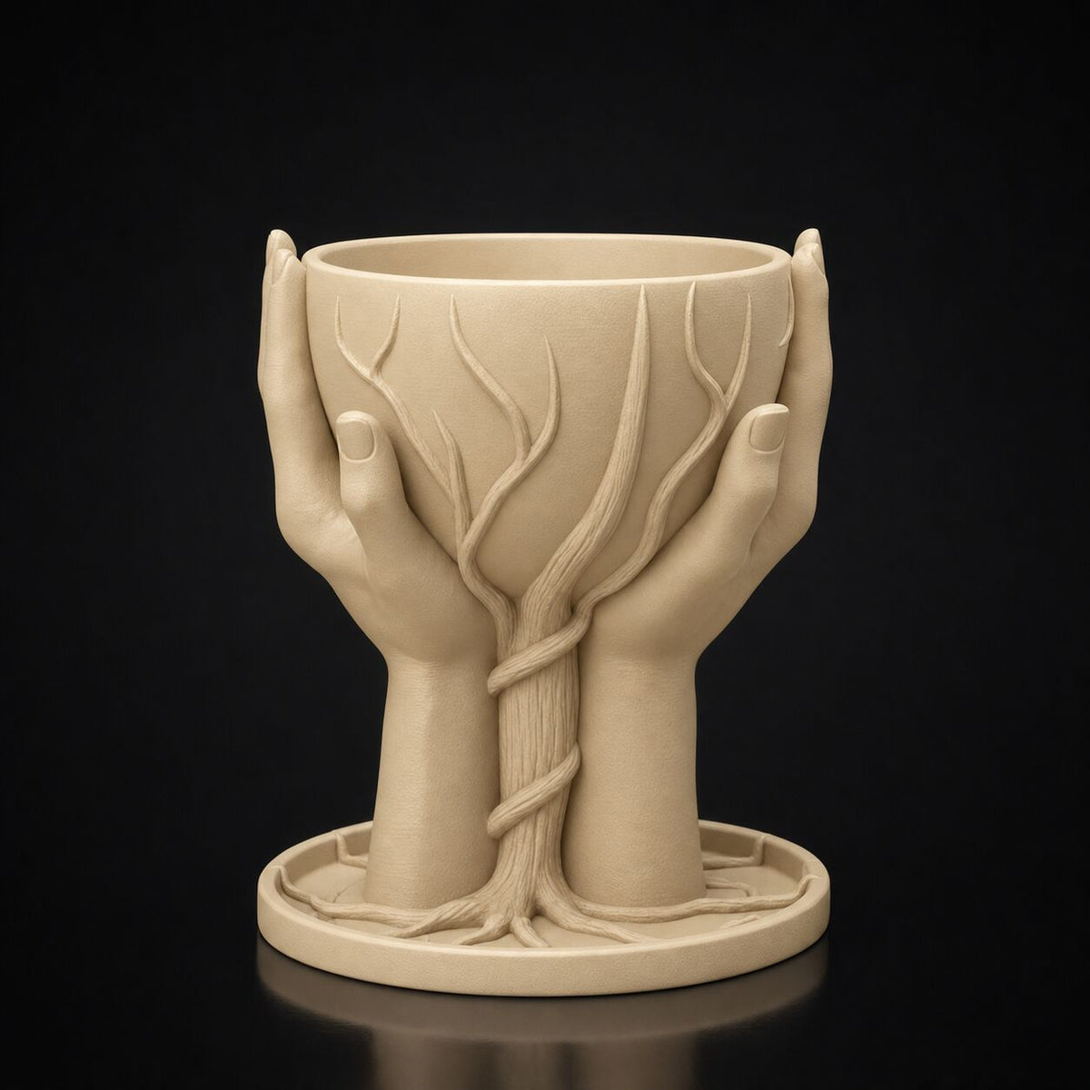 Hands Flower Pot Desert Tan