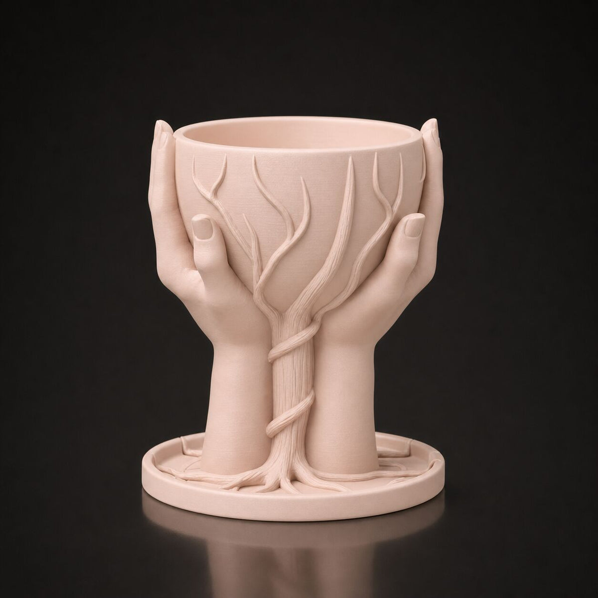 Hands Flower Pot Matte Beige