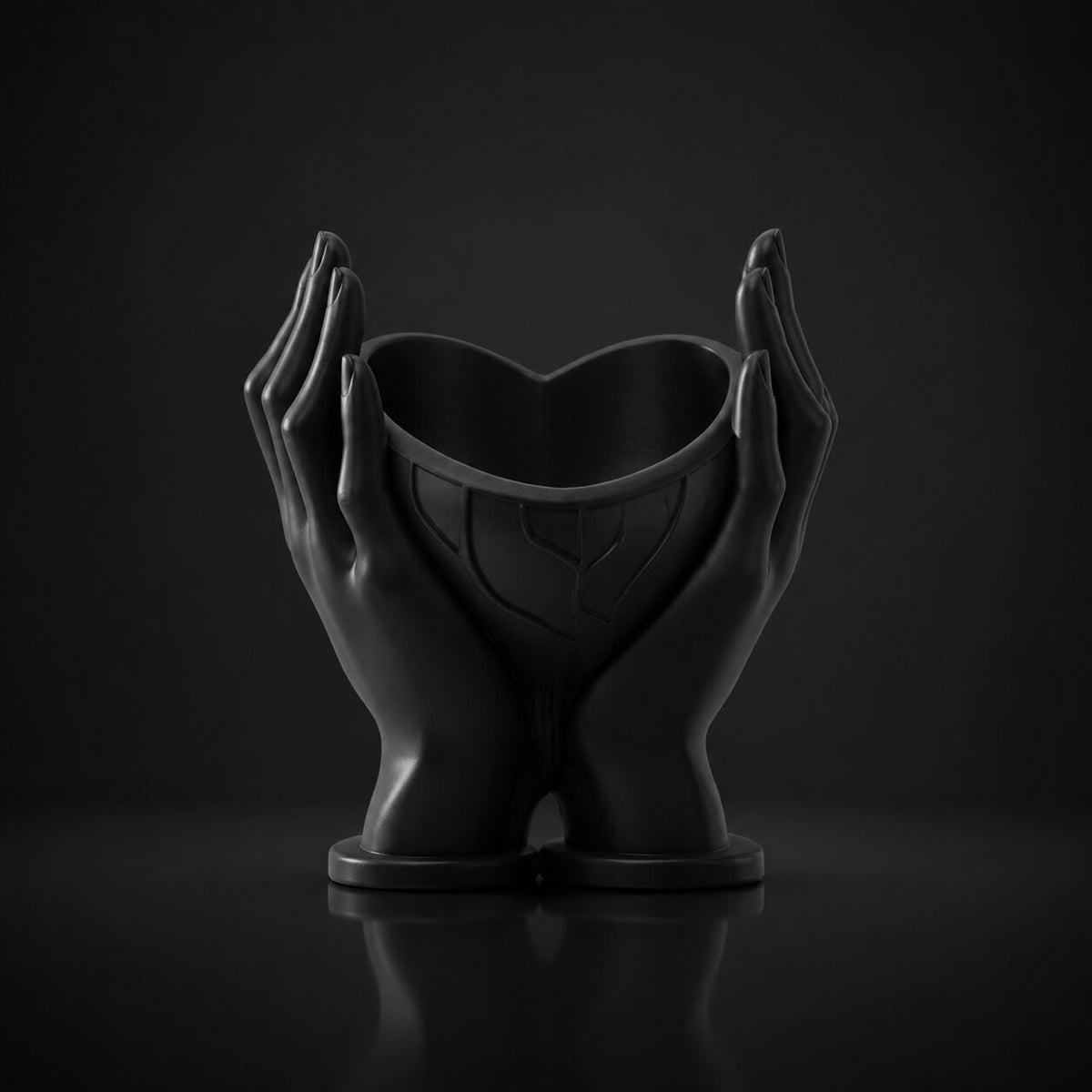Heart Holding Planter Black