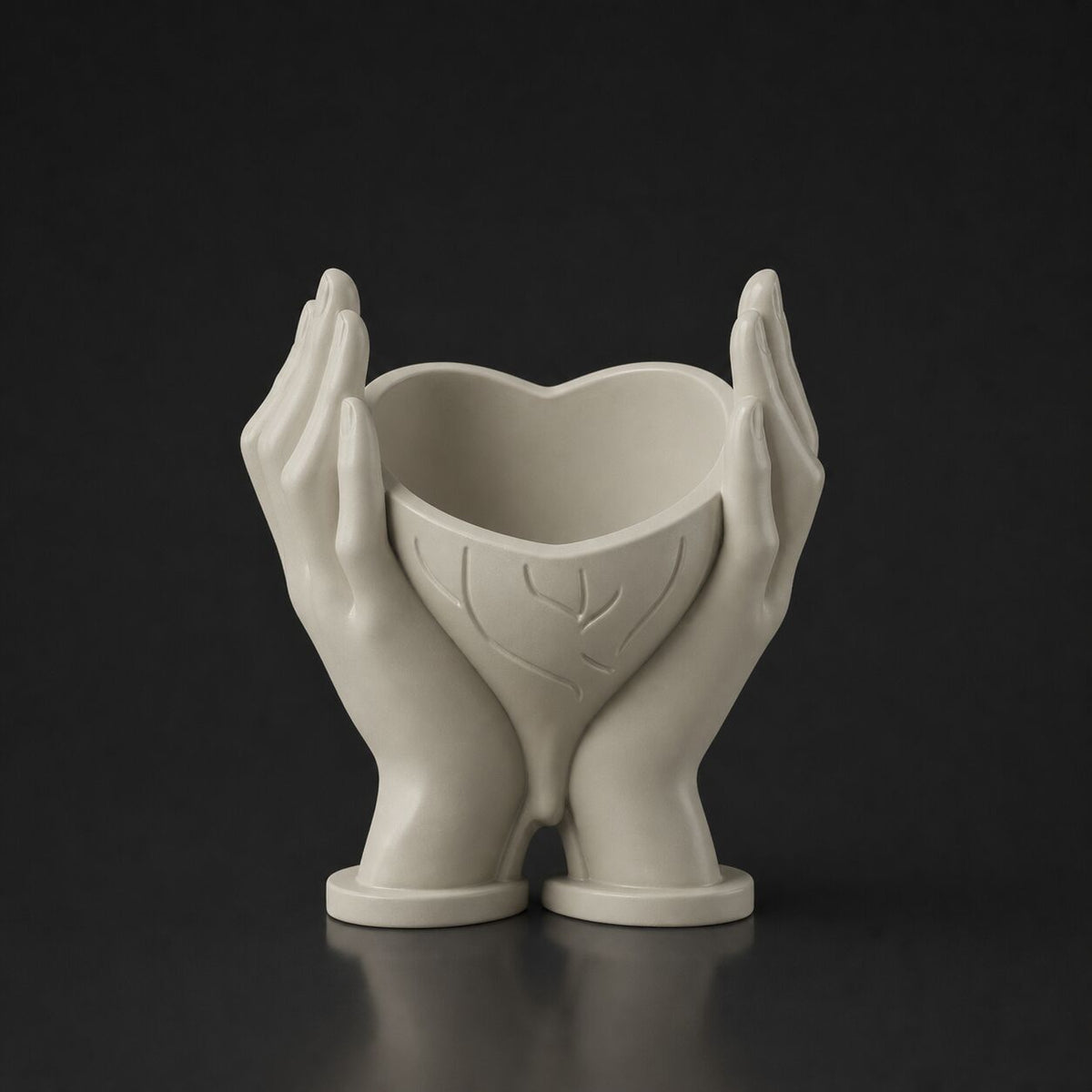 Heart Holding Planter Bone White