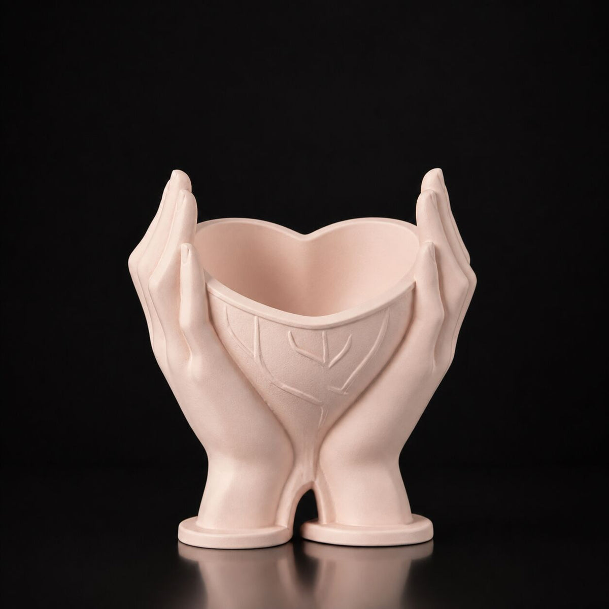 Heart Holding Planter Matte Beige