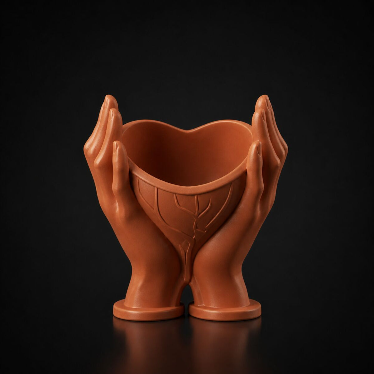 Heart Holding Planter Terracotta