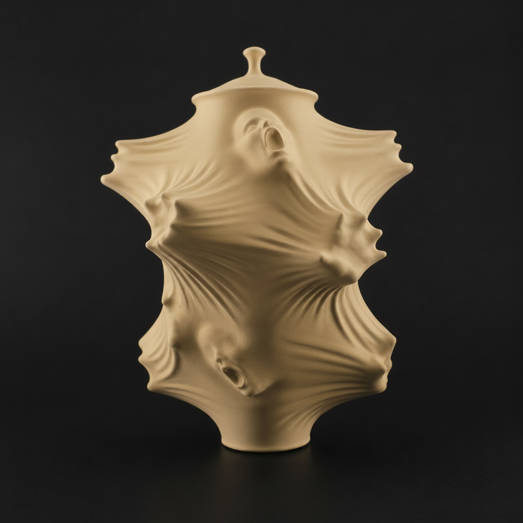 Draped Vase Sculpture in Desert Tan