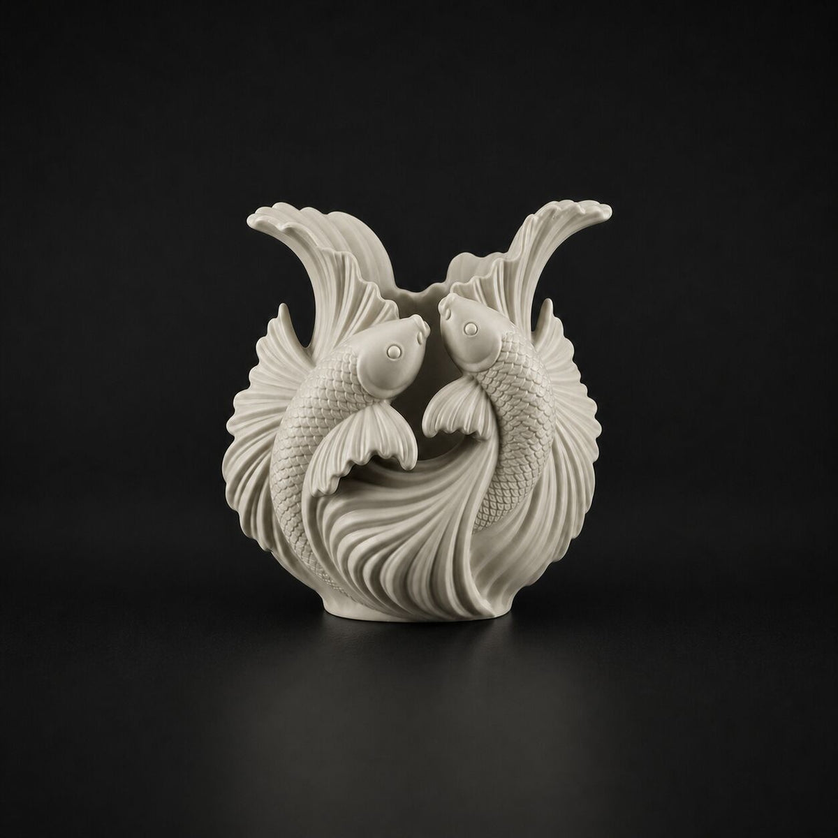 Koi Fish Pen Holder in Bone White