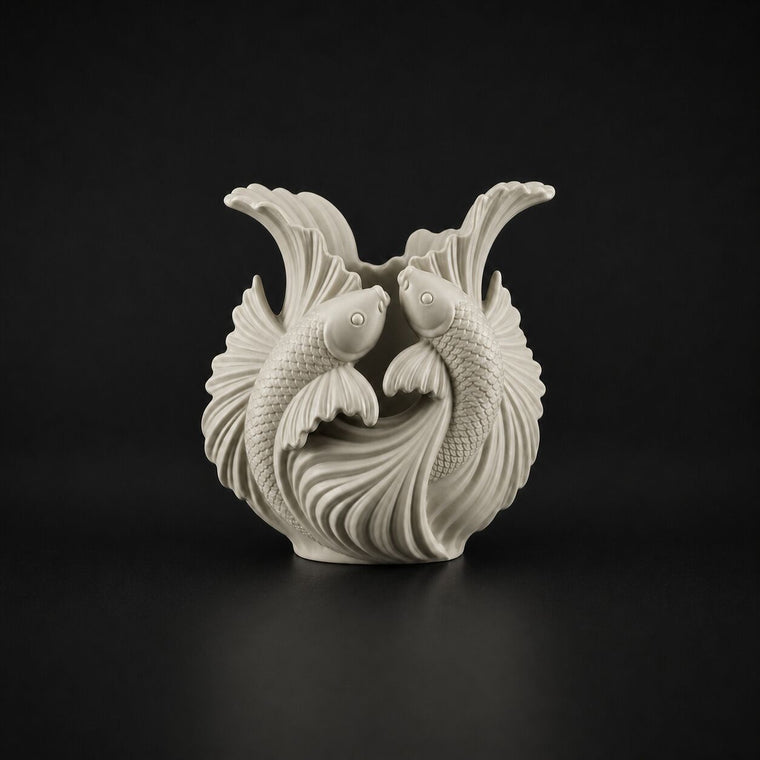 Koi Fish Pen Holder in Bone White