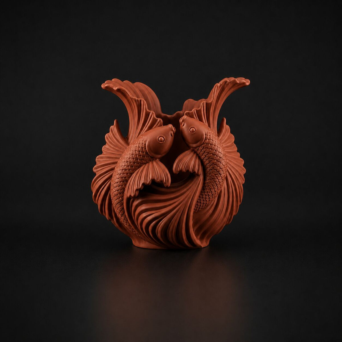 Koi Fish Pen Holder in Brown
