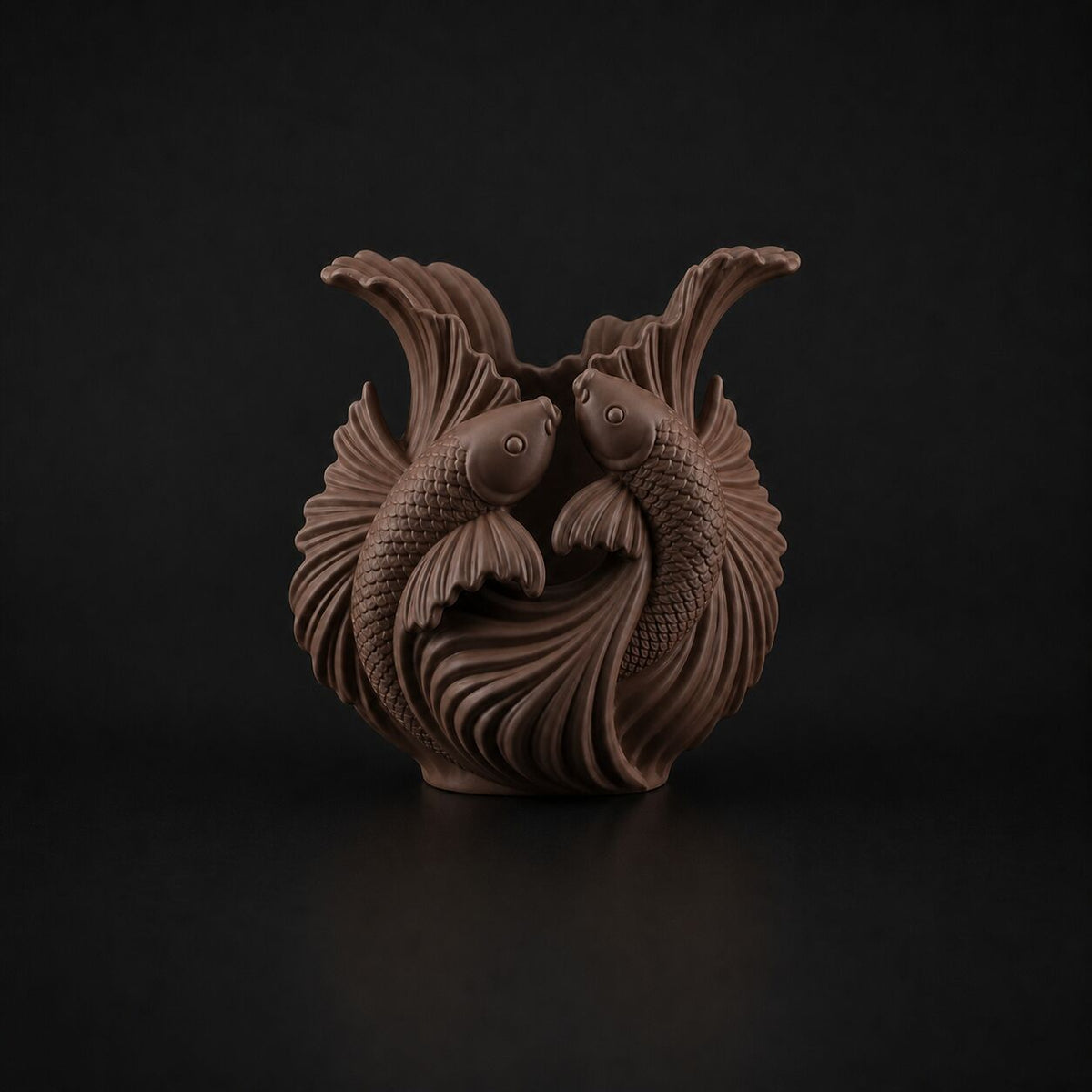Koi Fish Pen Holder in Cocoa Brown
