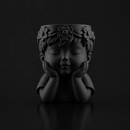 Little Boy Planter Black