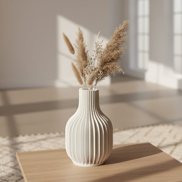 Modern Minimalist Ribbed Vase | Vase mode