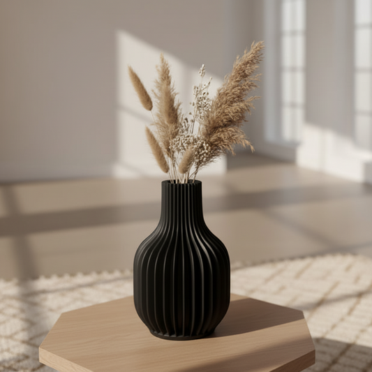 Modern Minimalist Ribbed Vase | Vase mode