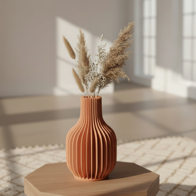 Minimal Ribwave Modern Vase  (Only vase)
