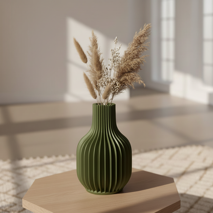 Modern Minimalist Ribbed Vase | Vase mode