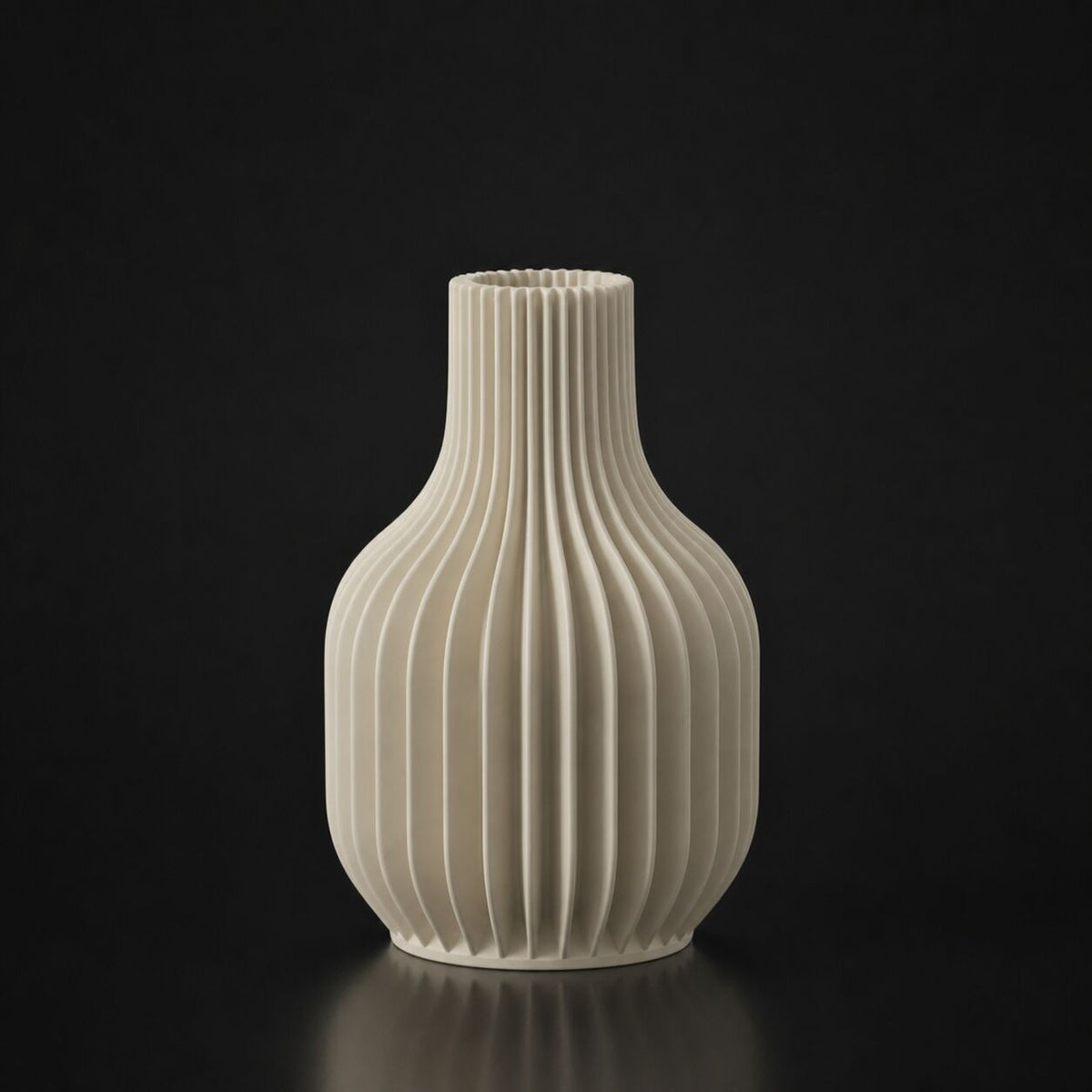 Minimal Ribwave Modern Vase Bone White