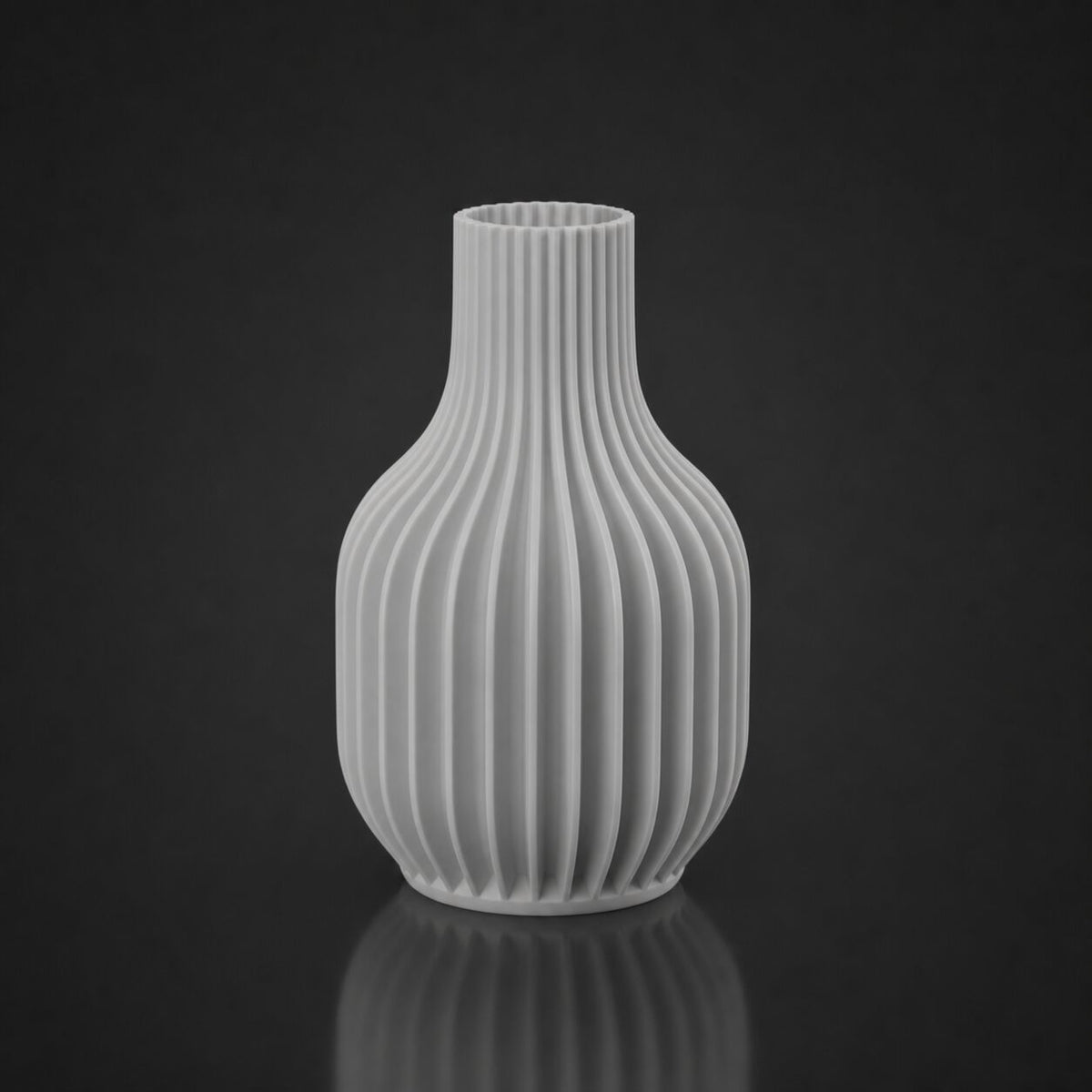 Minimal Ribwave Modern Vase Gray
