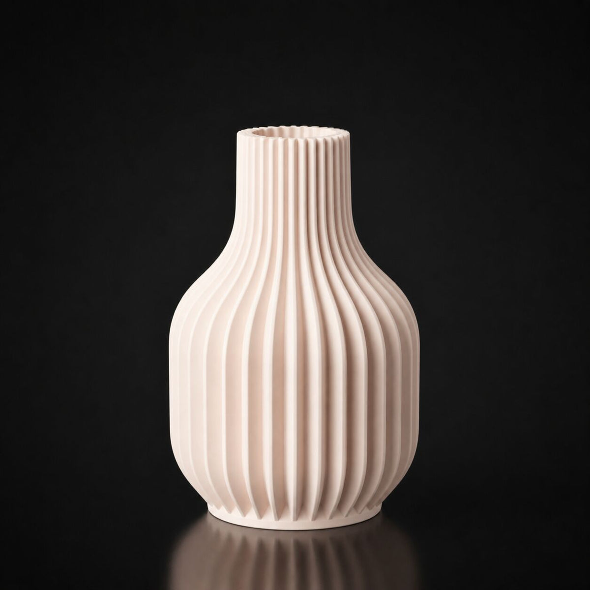 Minimal Ribwave Modern Vase Matte Beige