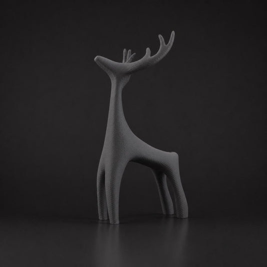 Minimalist Deer Sculpture - Ashen Concrete