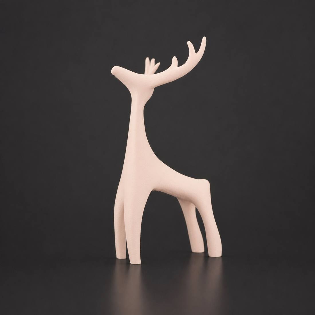 Minimalist Deer Sculpture - Matte Beige