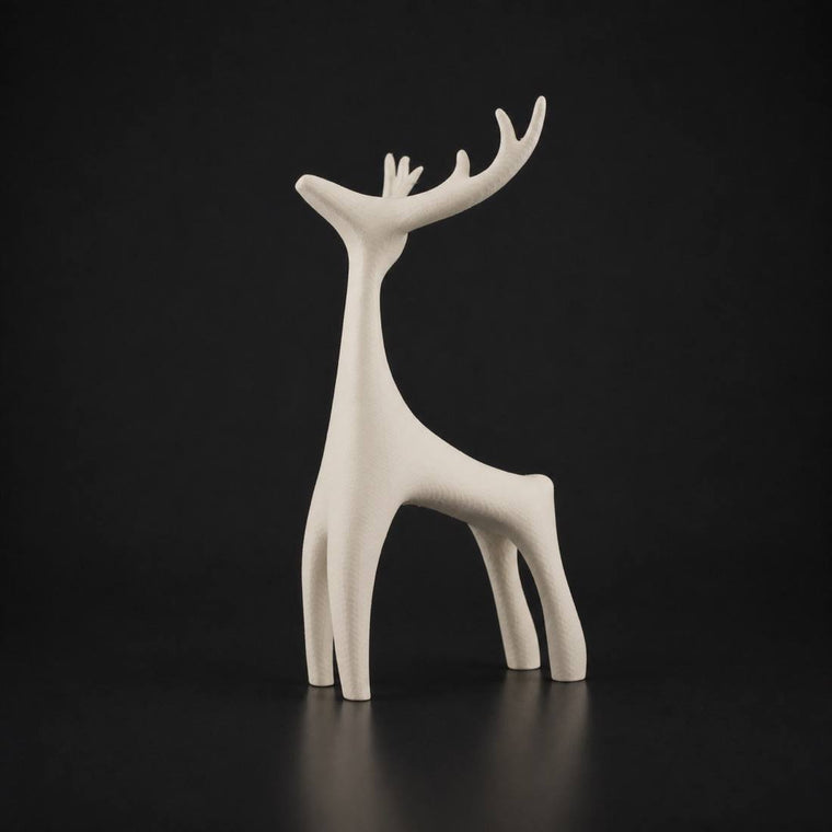 Minimalist Deer Sculpture in Bone White